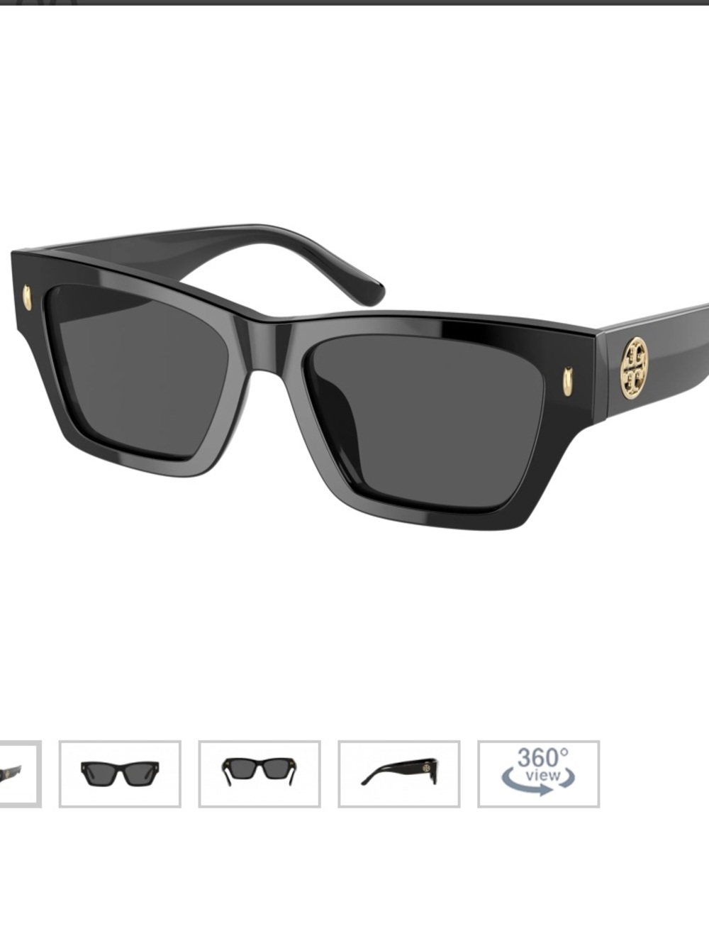 Tory Burch Black Square Sunglasses with Gold Logo
